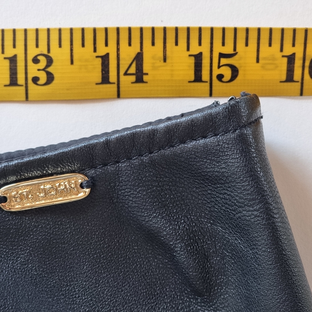 St. John Sport Black Leather Skirt Sz 10 Vtg. - Picture 8 of 12